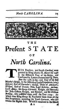 The present State of North Carolina