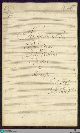 Symphonies - Mus. Hs. 176 : vl (2), vla, cor (2), b; G