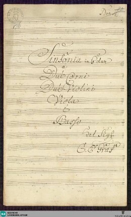 Symphonies - Mus. Hs. 176 : vl (2), vla, cor (2), b; G