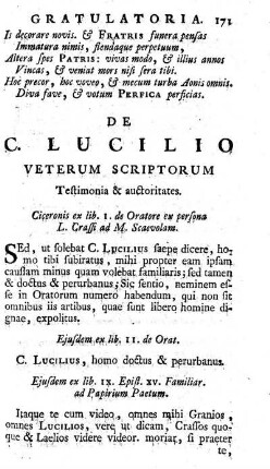 De C. Lucilio Veterum Scriptorum Testimonia & auctoritates.