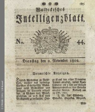 No. 44, Dienstag, den 2. November 1802
