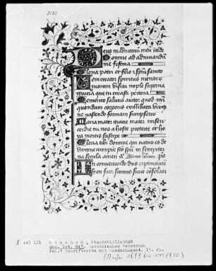 Lateinisches Gebetbuch mit französischem Kalender — Initiale D und Dreiviertelbordüre