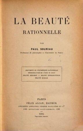 La Beauté rationnelle