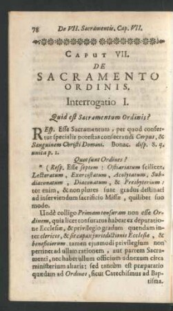 Caput VII. De Sacramento Ordinis