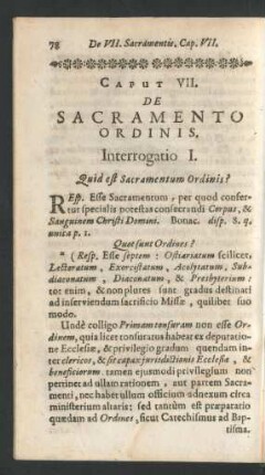 Caput VII. De Sacramento Ordinis