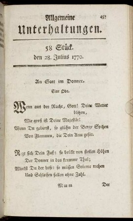 58 Stück. den 28. Julius 1770.