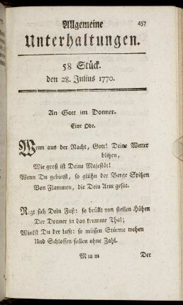 58 Stück. den 28. Julius 1770.