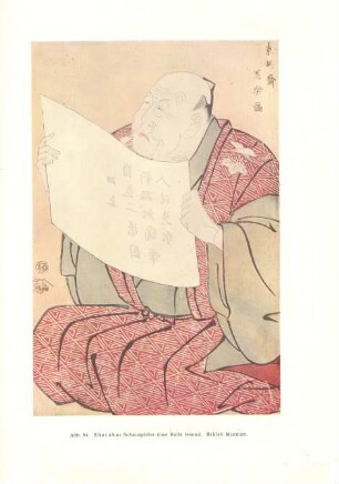 Sharaku: Schauspieler eine Rolle lesend. British Museum
