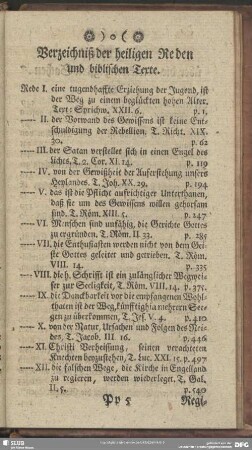 Verzeichniß der heiligen Reden und biblischen Texte