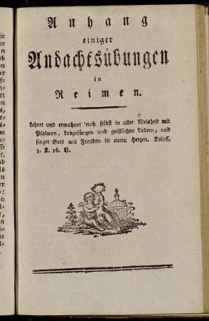 Anhang einiger Andachtsübungen in Reimen