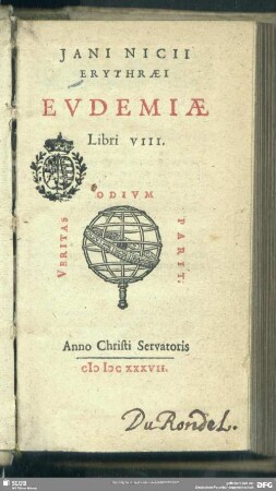 Jani Nicii Erythraei Evdemiae Libri VIII.
