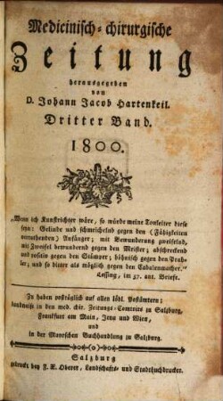 Medicinisch-chirurgische Zeitung. 1800, 3