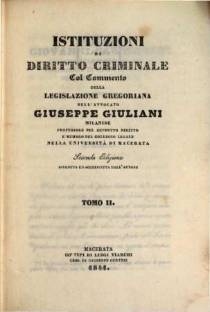Istituzioni di diritto criminale col commento della legislazione Gregoriana, 2