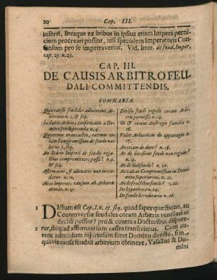 Cap. III. De Causis Arbitro Feudali Committendis.