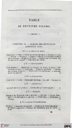 Table des deuxième volume