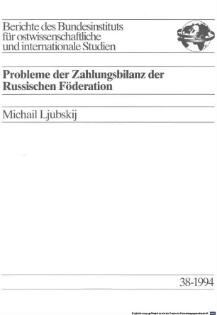 Probleme der Zahlungsbilanz der Russischen Föderation
