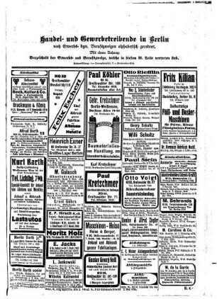 Handel- und Gewerbetreibende in Berlin, nach Erwerbs= bezw. Berufszweigen alphabetisch geordnet