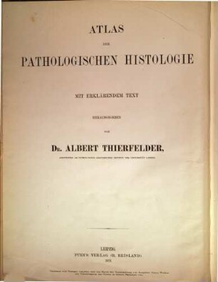 Atlas der pathologischen Histologie : mit erklärendem Text. 1, Pathologische Histologie der Luftwege und der Lunge