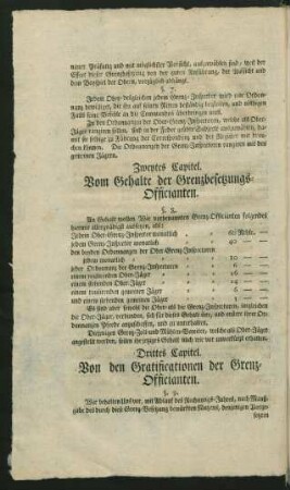 Zweytes Capitel. Vom Gehalte der Grenzbesetzungs-Officianten