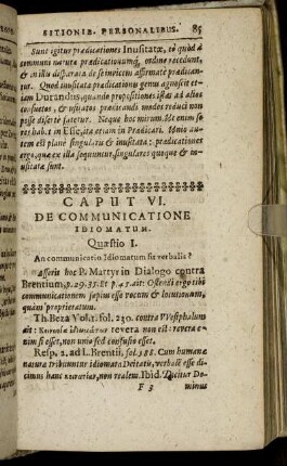 Caput VI. De Communicatione Idiomatum.