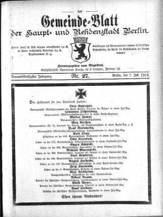 1918,27: Nr. 27, 7. Juli 1918