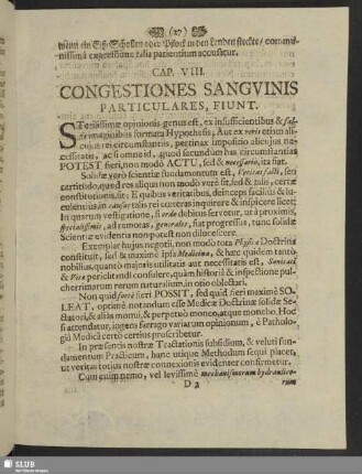 Cap. VIII. Congestiones Sanguinis Particulares, Fiunt