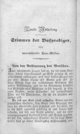 Zweite Abtheilung. Stimmen der Bußprediger, oder immerwährende Haus-Mission