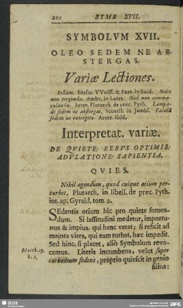 Symbolum XVII. Oleo Sedem Ne Anstergas