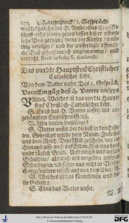 Das vierdte Hauptstuck Christlicher Catholischer Lehr. Von dem Vatter unser.