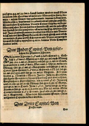 Das Ander Capitel/ Von geferlichen der Planeten Aspecten.