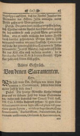 Achtes Gespräch. Von denen Sacramenten