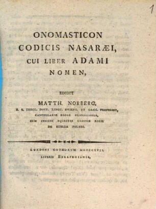 Onomasticon codicis Nasaraei, cui liber Adami nomen