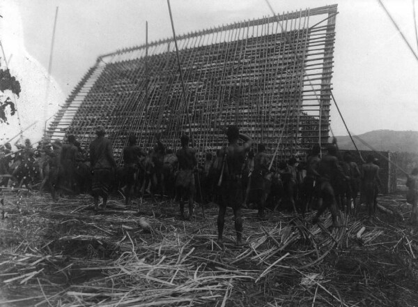 Construction of a German factory, (probably grassland)