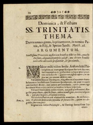 Dominica, & Festum SS. Trinitatis.
