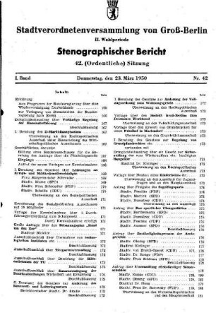 Nr. 42, 23. März 1950, Ordentliche Sitzung