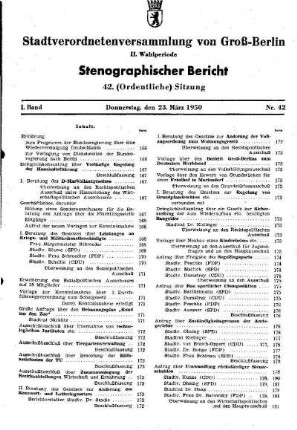 Nr. 42, 23. März 1950, Ordentliche Sitzung