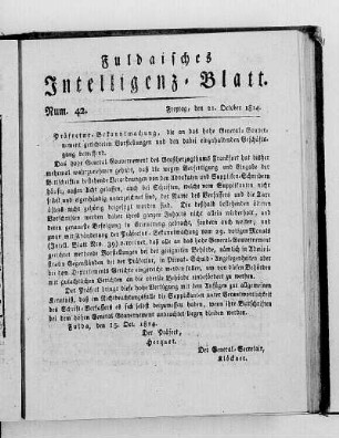 Num. 42, Ausgabe vom 21. Oktober 1814