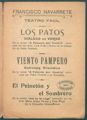 1921015300: Los patos : entremés en verso