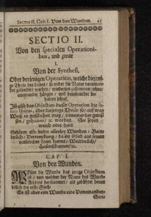 Sectio II. Von den specialen Operationibus,