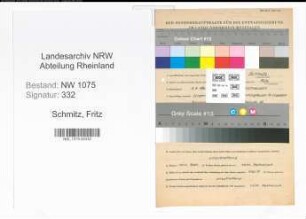 Entnazifizierung Fritz Schmitz , geb. 03.04.1901 (Fachvorsteher)