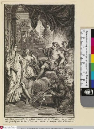 [Apollon, conseille à Melpomene et à Thalie]