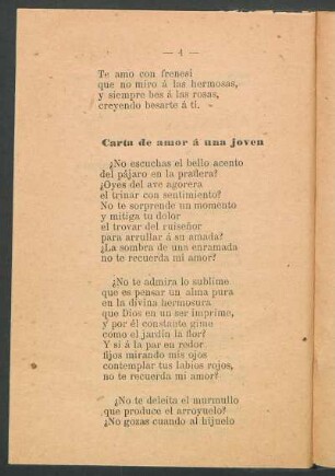 Carta de amor á una joven