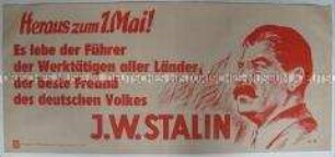 Maueranschlag zum 1. Mai 1950 mit einer Huldigung auf Stalin