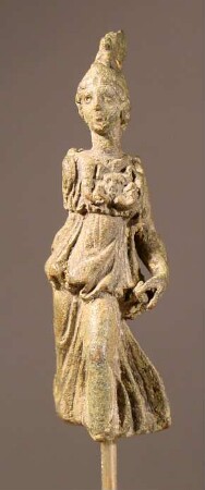 Kleine römische Statuette der Minerva in stürmischer Bewegung