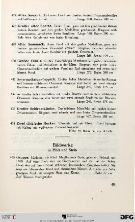Bildwerke in Holz und Stein (Nr. 435-450)