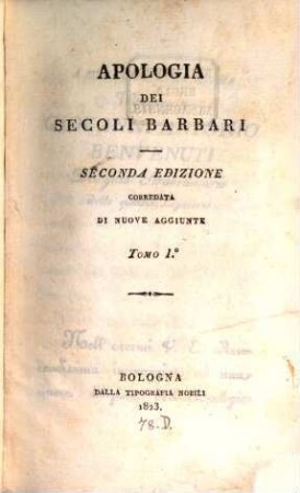 Apologia dei secoli barbari, 1