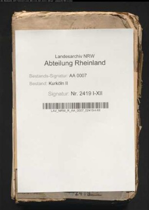 Akten des Prozesses von Holstein bzw. Westerlo gegen Kurköln bzw. von Frentz wegen der Herrschaft Odenkirchen