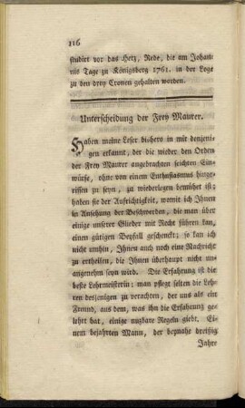 Unterscheidung der Frey Maurer.