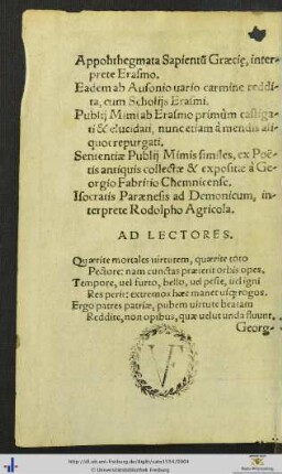 Ad Lectores