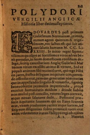 Polydori Vergilii Vrbinatis Anglicae Historiae libri vigintisex : Ab ipso autore postremùm iam recogniti, adque amussim, salua tamen historiae veritate, expoliti., 2